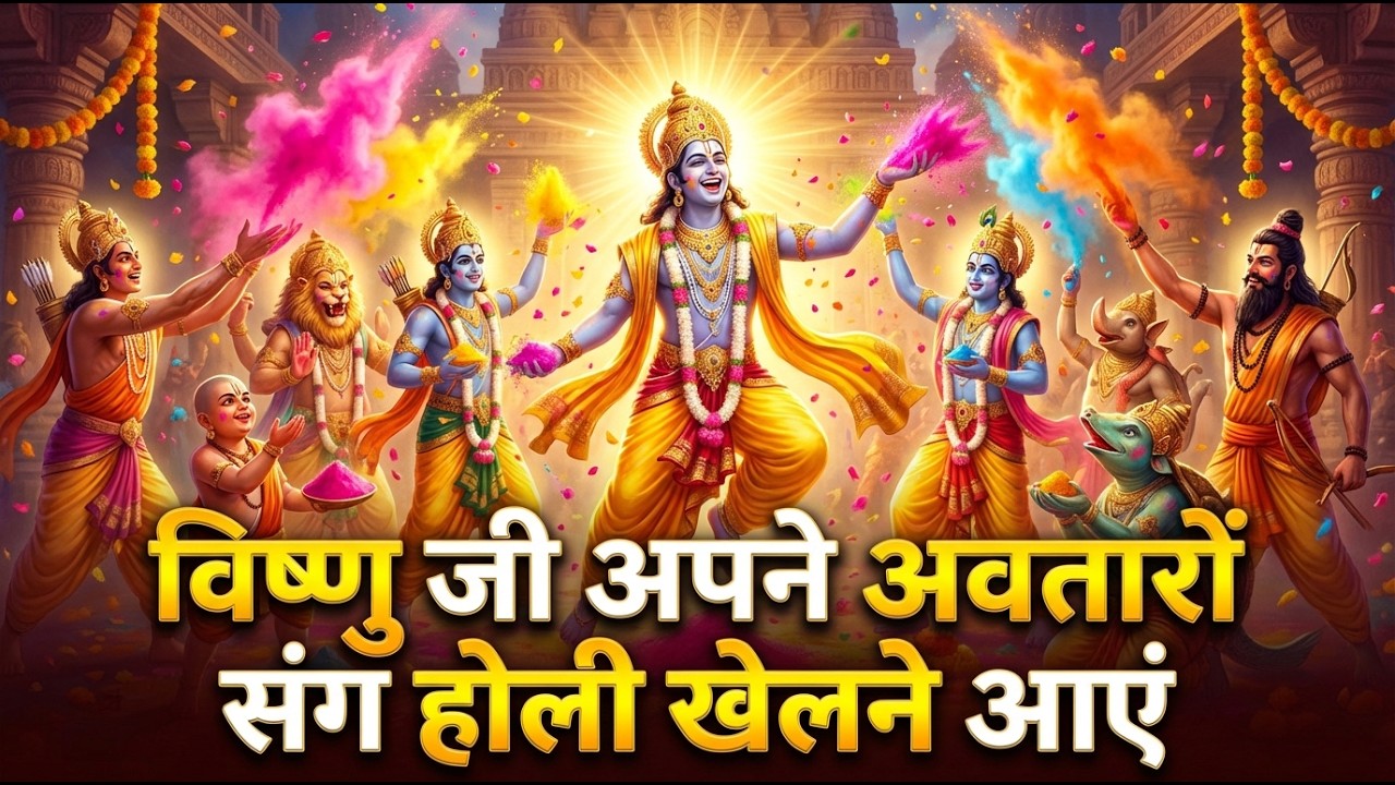 विष्णु जी अपने अवतारों संग होली खेलने आएं | Divine Holi Bhajan 2026 | ॐ नमो भगवते वासुदेवाय Kirtan
