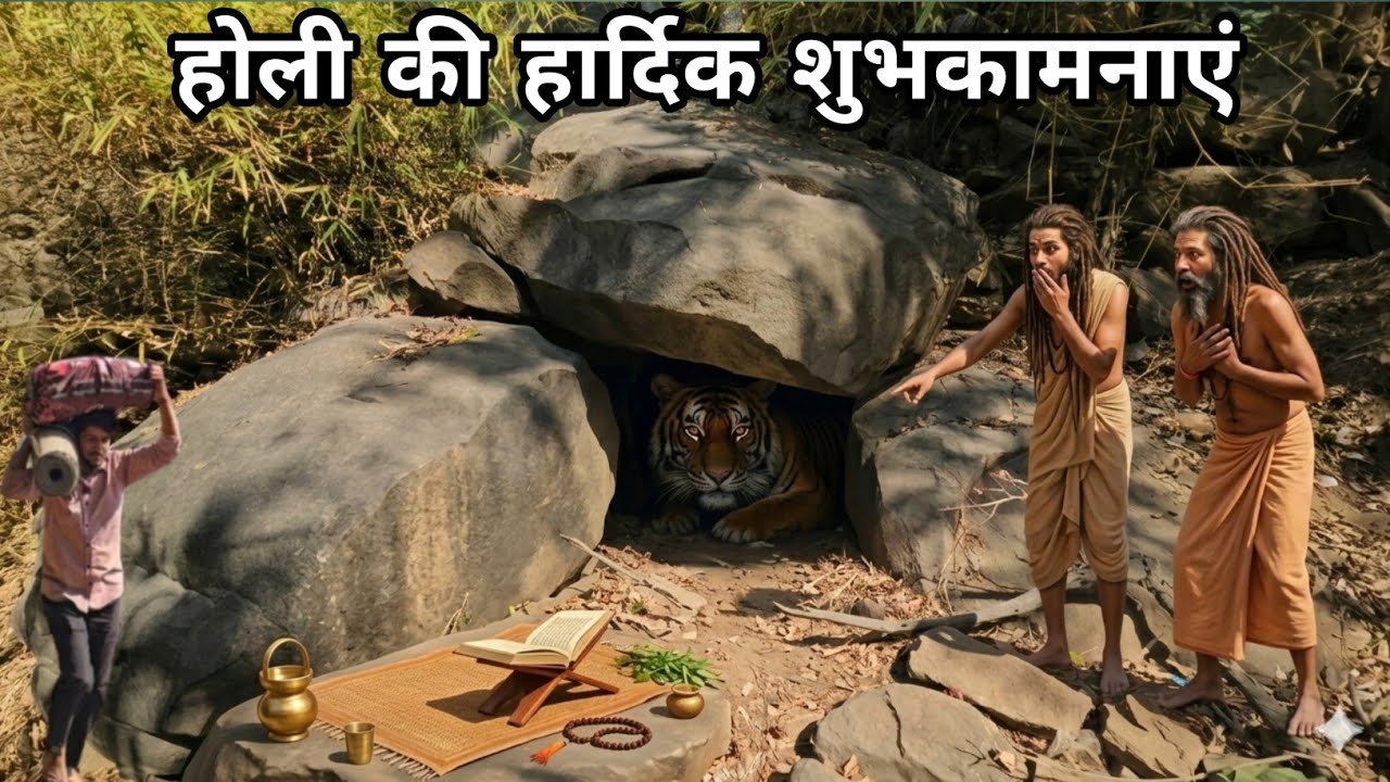 Chitrakoot में मंदाकिनी पार शेर की गुफा में रहकर तपस्या करने वाले संत !! होली की शुभकामनाएं 