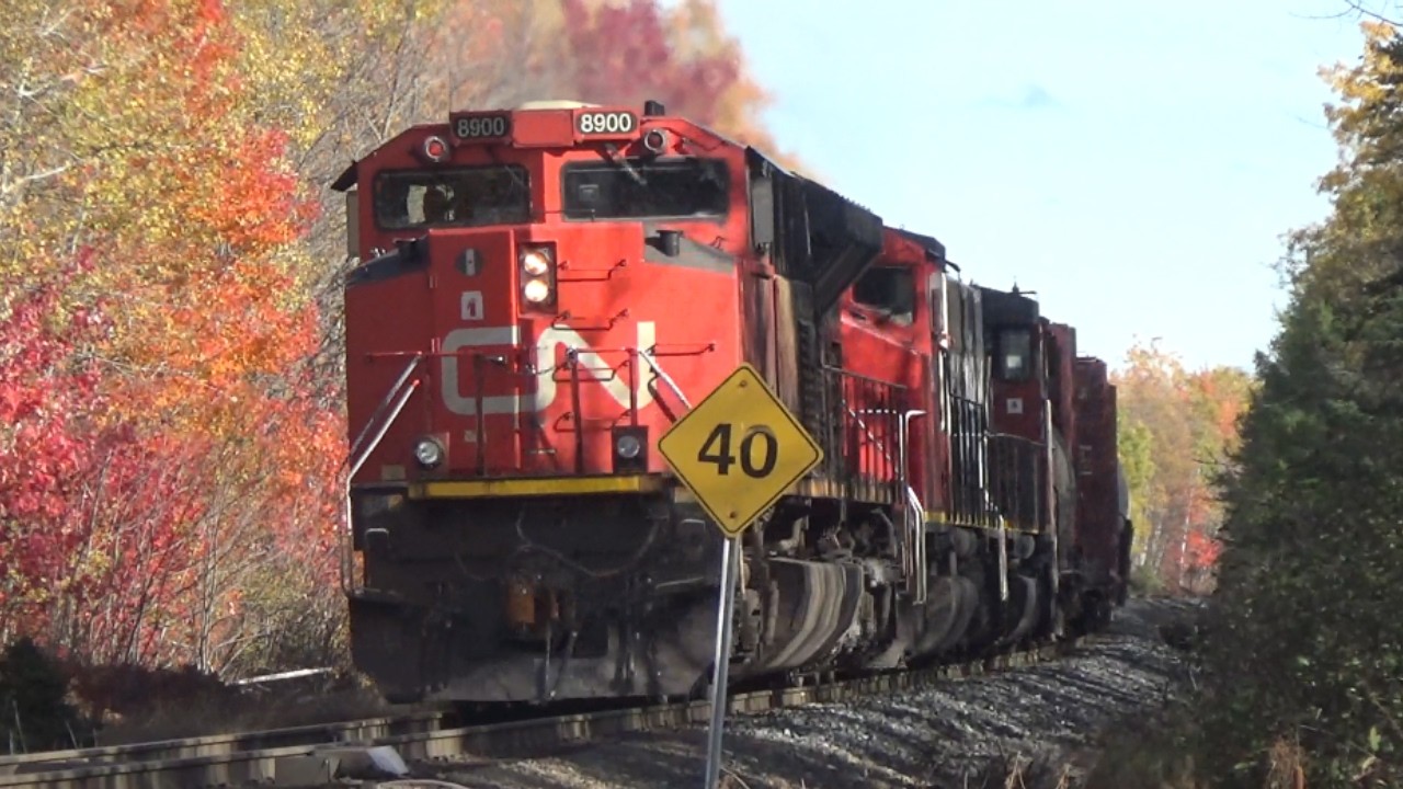 Nice EMD Power on Miramichi Local Train CN 569 West passing Lutesville East near Berry Mills, NB