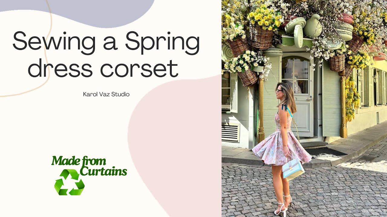 Sew with me a cute spring corset dress. Free pattern (Mood Fabrics/ Helen The Memoir - Lace up back
