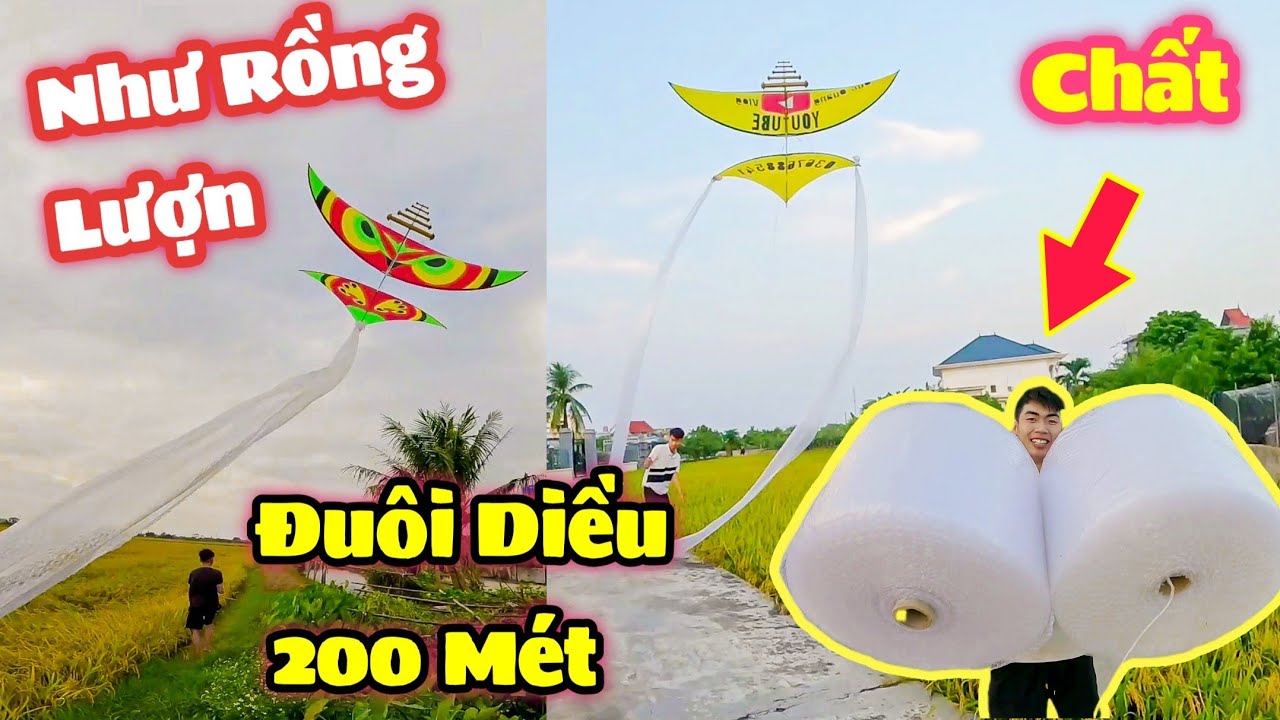 Thả Diều S&aacute;o 4m5 Gắn Đu&ocirc;i D&agrave;i 200m Như Rồng Lượn Tr&ecirc;n Trời