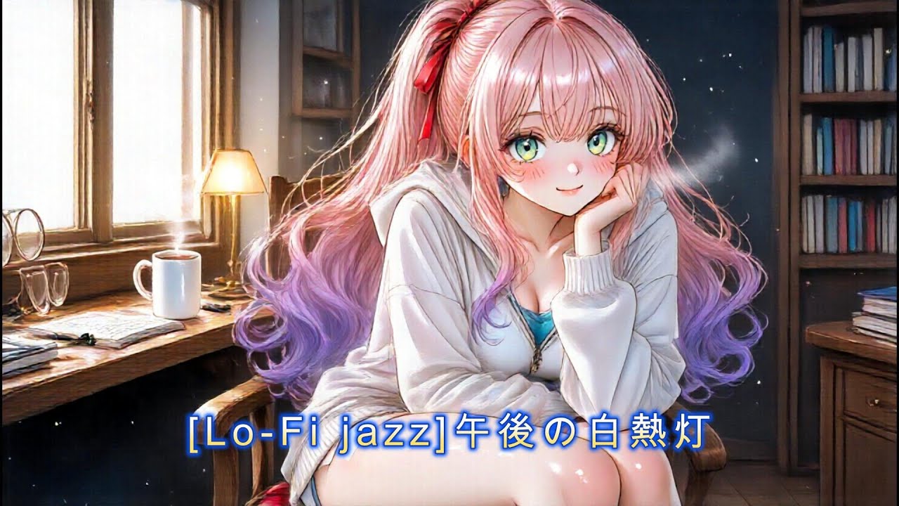 [Lo-Fi jazz][作業用BGM] 午後の白熱灯｜70年代レトロジャズ × 美少女イラスト × 癒しのロングミックス【1時間・チル・カフェ風BGM】