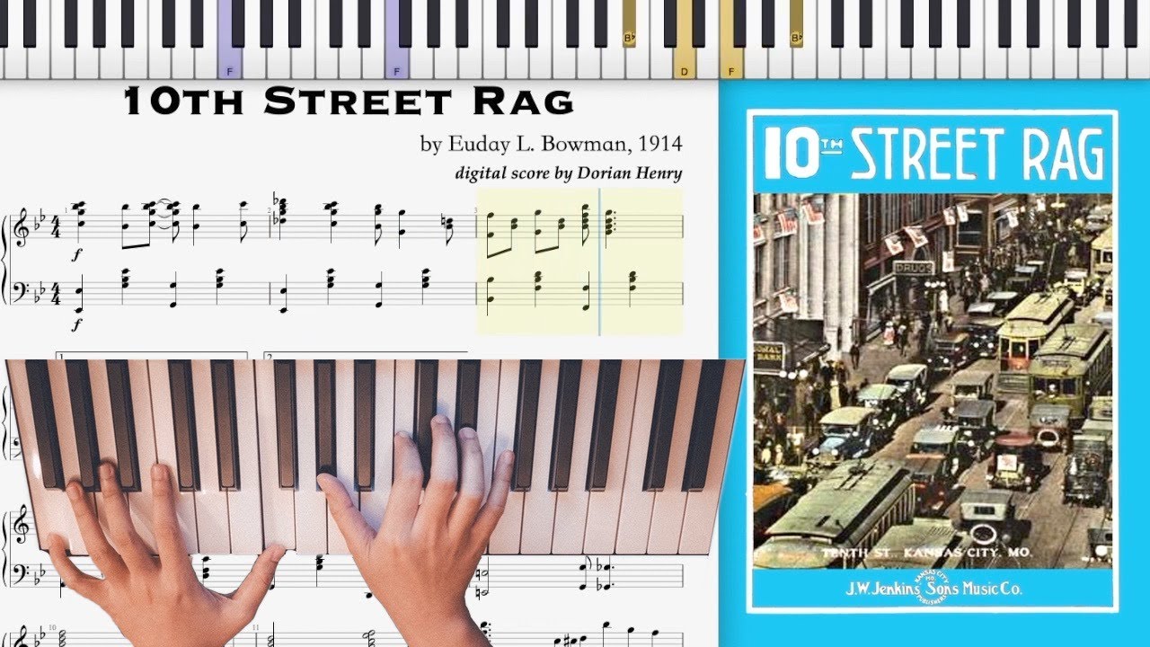 10th Street Rag by Euday Bowman (1914, Ragtime piano)