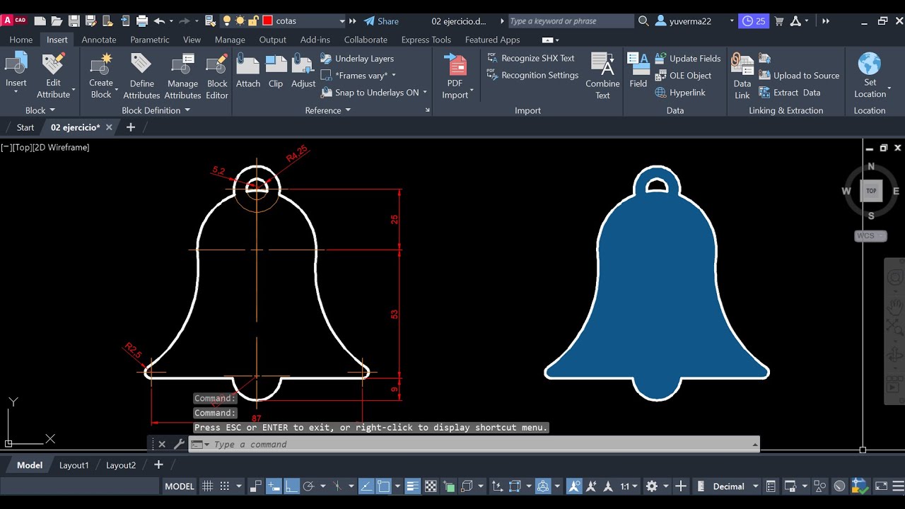 ✅AutoCAD 2023 Tutorial, Curso BÁSICO de AutoCAD 2021, Círculos, tangentes, cortar mirror crear capas