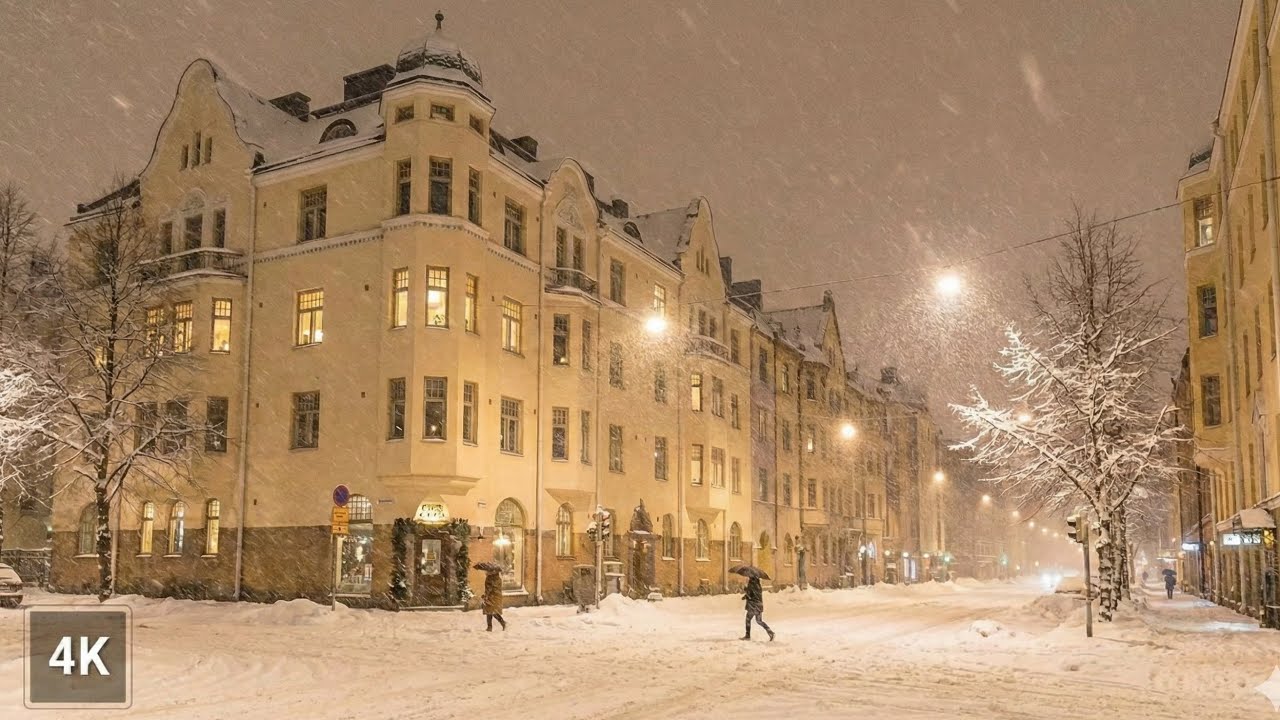Helsinki Winter Wonderland ❄️ 4K Snow Walk Through Finland’s Capital | Slow TV