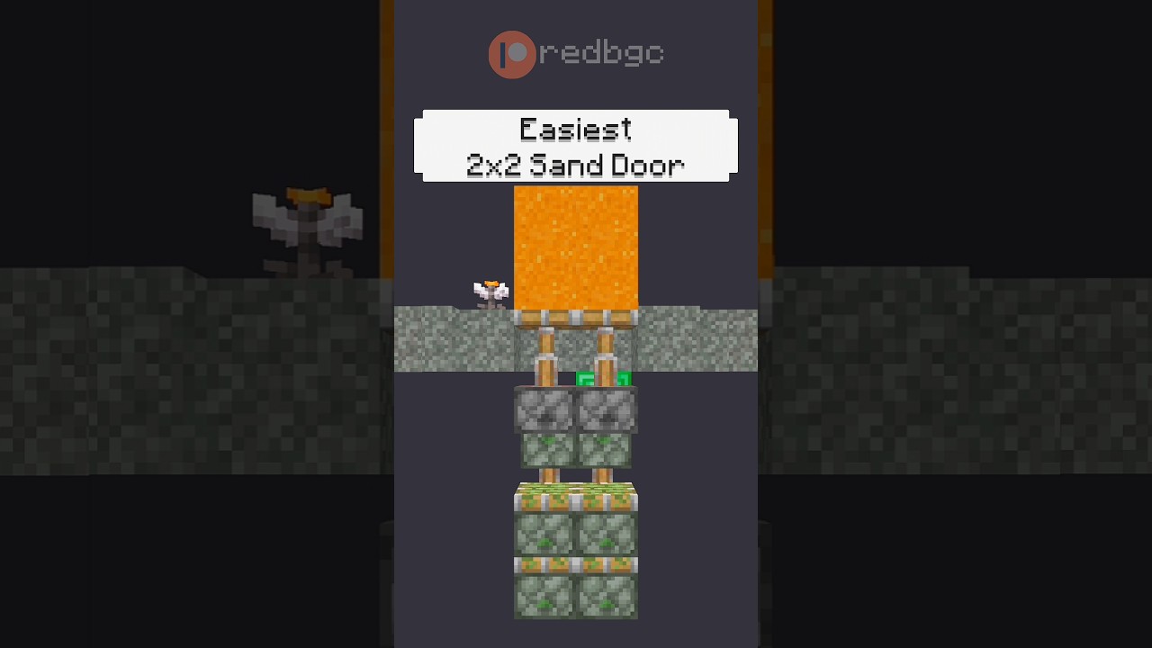 How to Make an Easy 2x2 Sand Piston Door. #minecraft #mc #mcpe #gam...