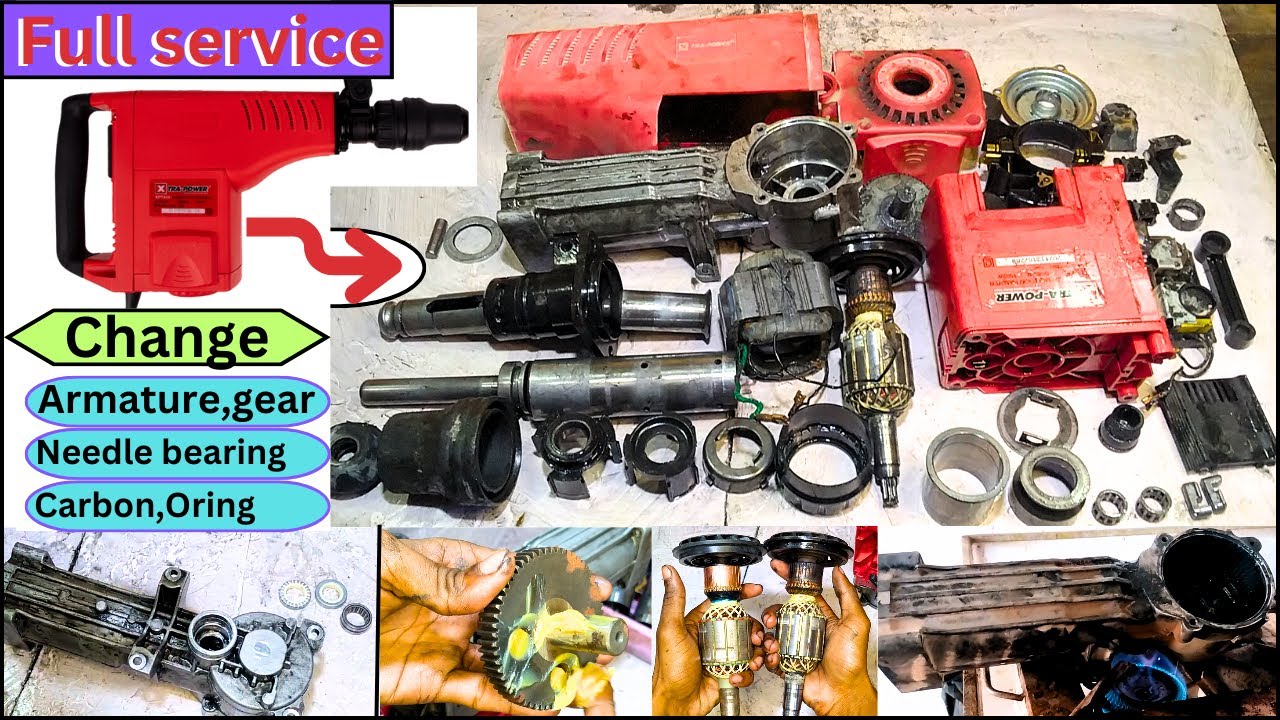 Xtra power 11kg braker FULL Servicing || 11kg braker machine armature change  || #gsh11e #braker