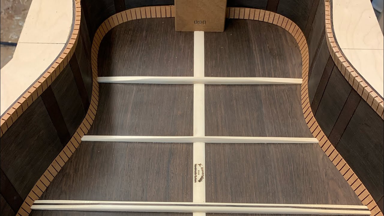Guitar making: gluing on a back with hide glue
