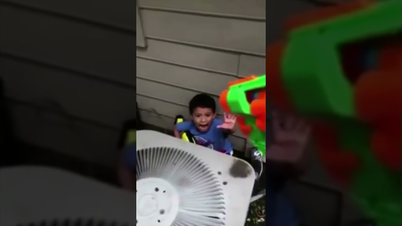 4K Kid gets shot by nerf gun to beautiful music