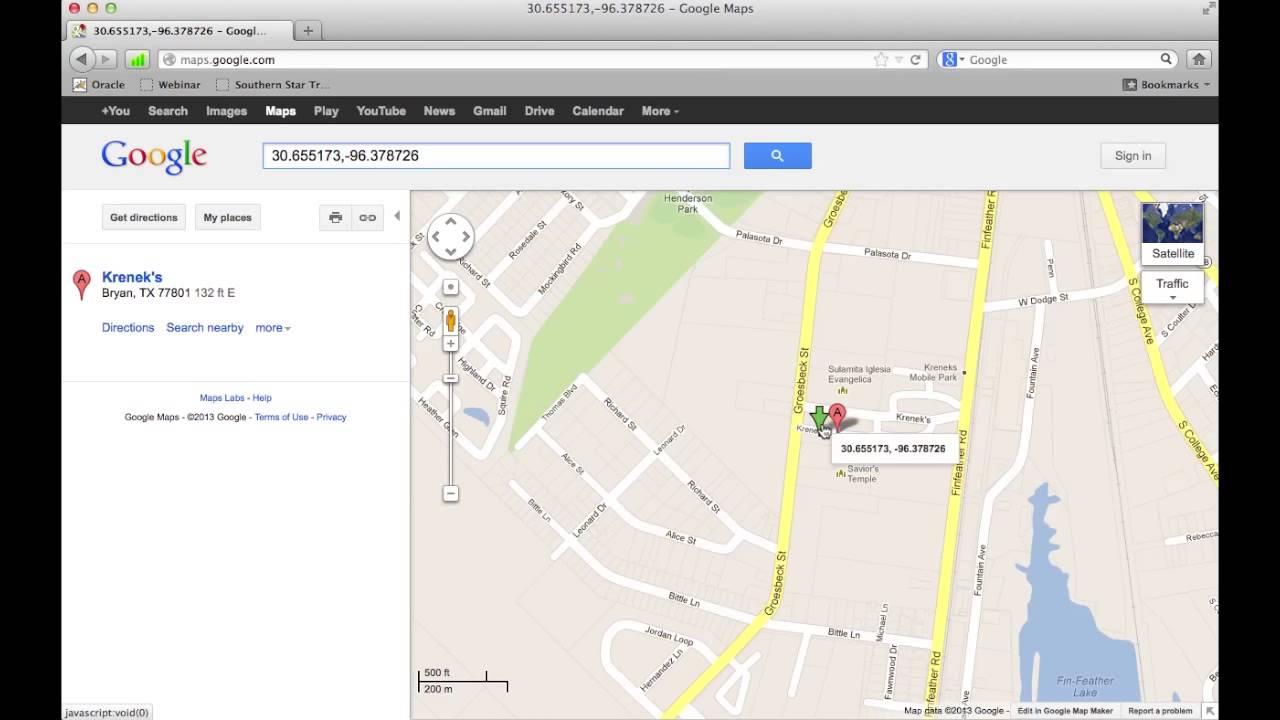 Finding GPS coordinates with google maps.