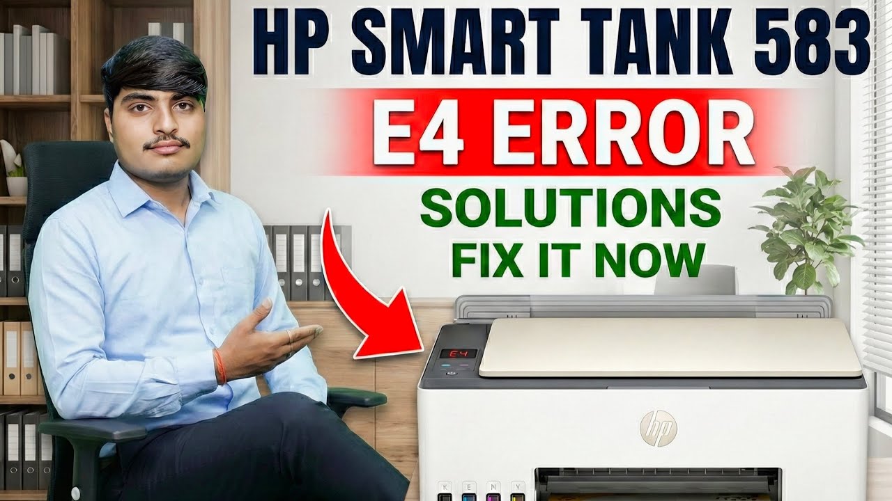 🖨️ HP Smart Tank 583 Printer Issue Solved | E4 Code Fix & Smooth Printing Guide ✅