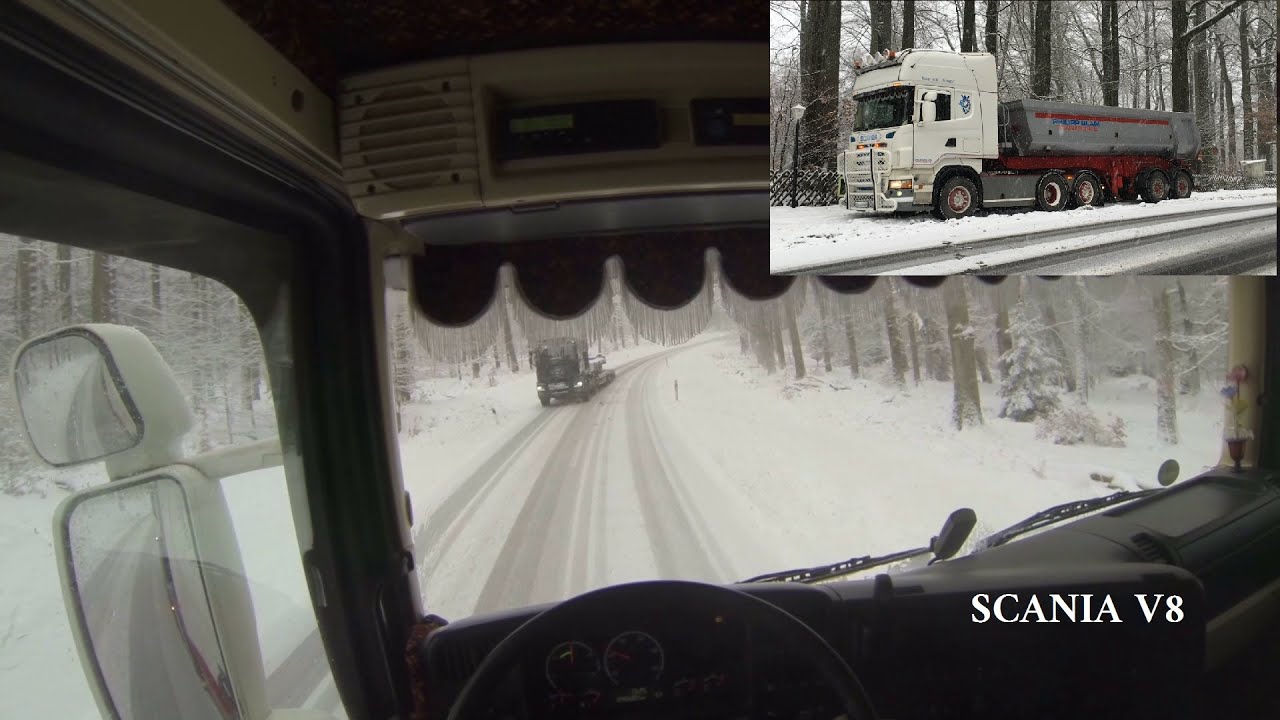 Scania V8 // Kipper-Einsatz im Schnee