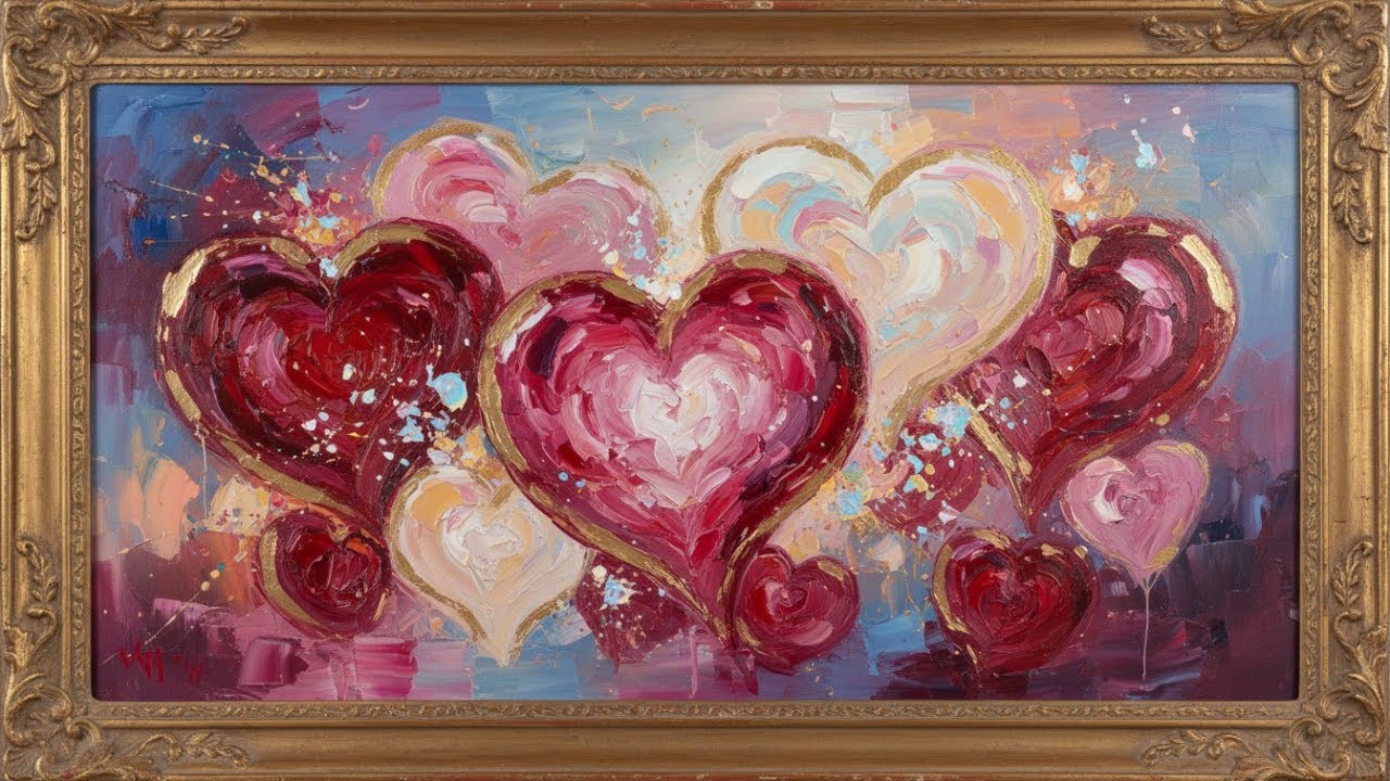 Frame TV Art Screensaver ❤️ Valentine’s Hearts Painting | Romantic Art for TV 4K