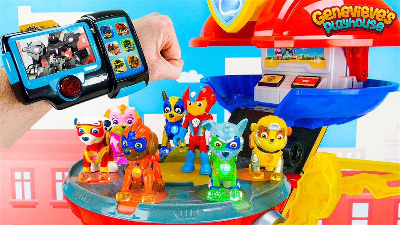 Paw Patrol Toy Learning Video for Kids - Mighty Pups vs Battle Robot!