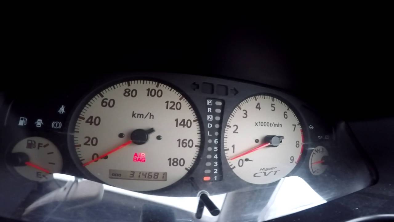 Primera P11 SR20VE CVT 0-180km/h режим M (приборка)