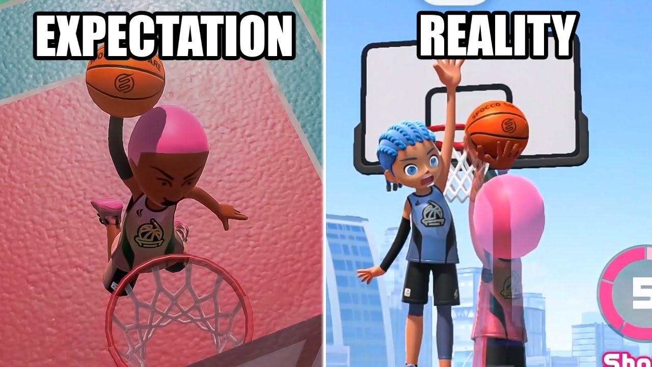 Dunking in Switch Sports Basketball is… complicated