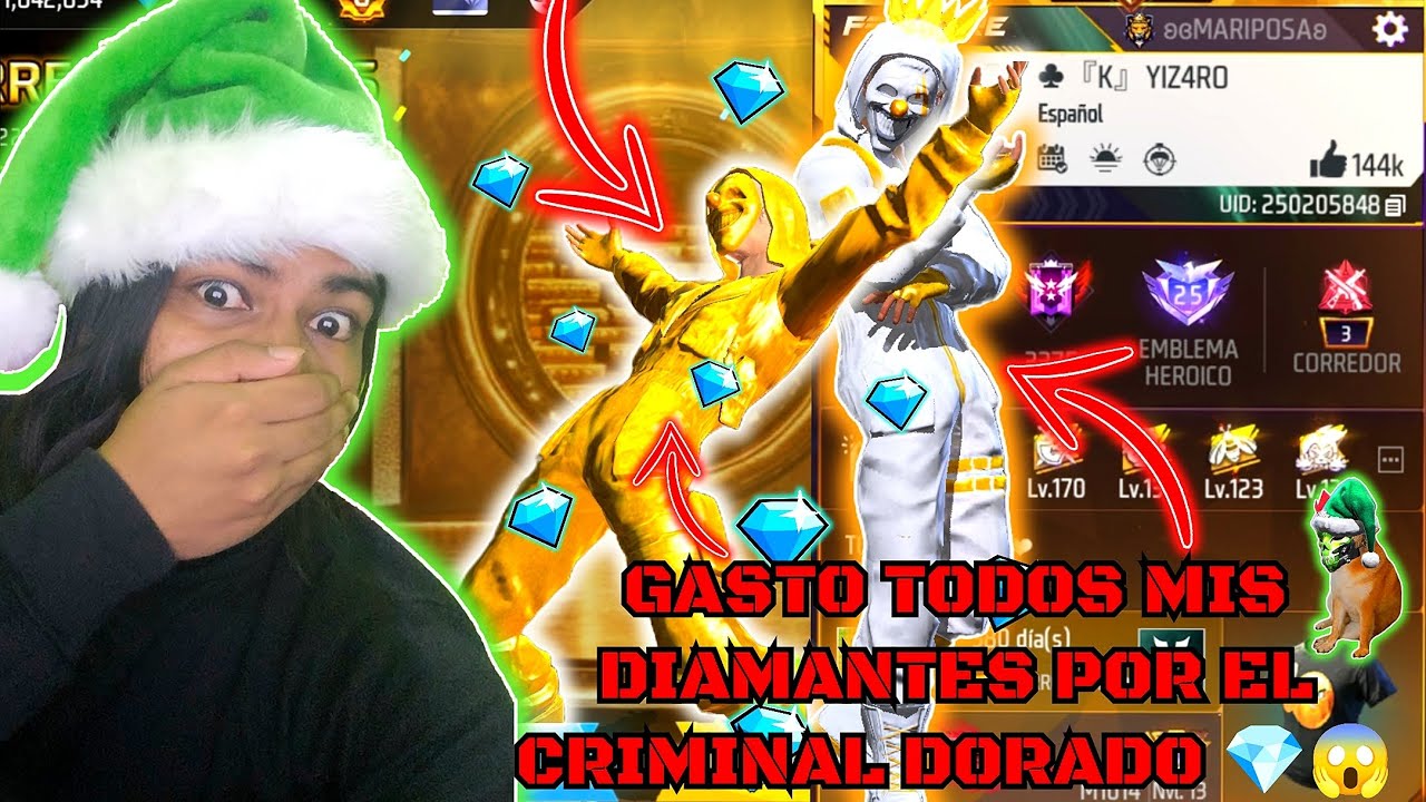 ME GASTO TODOS MI DIAMANTES PARA SACAR AL NUEVO CRIMINAL DORADO EN FREE FIRE 😱💎