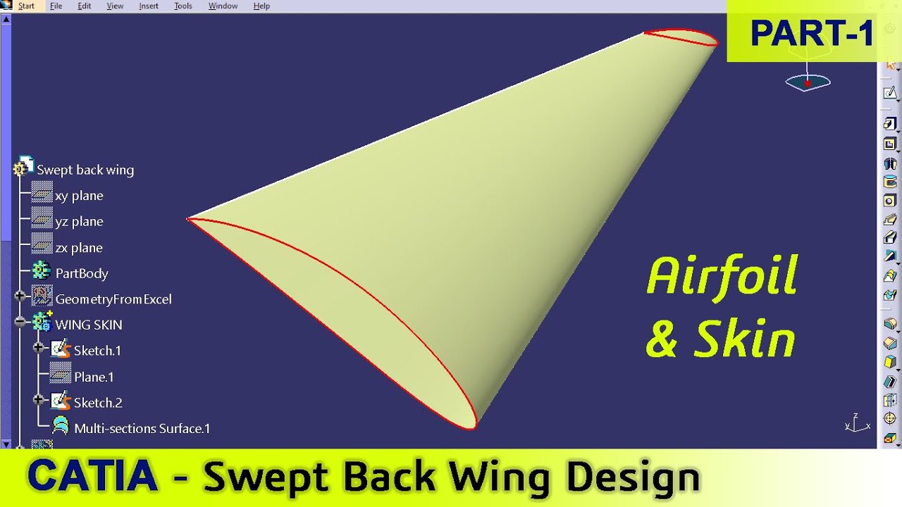 CATIA V5 - Swept back wing design Part 1