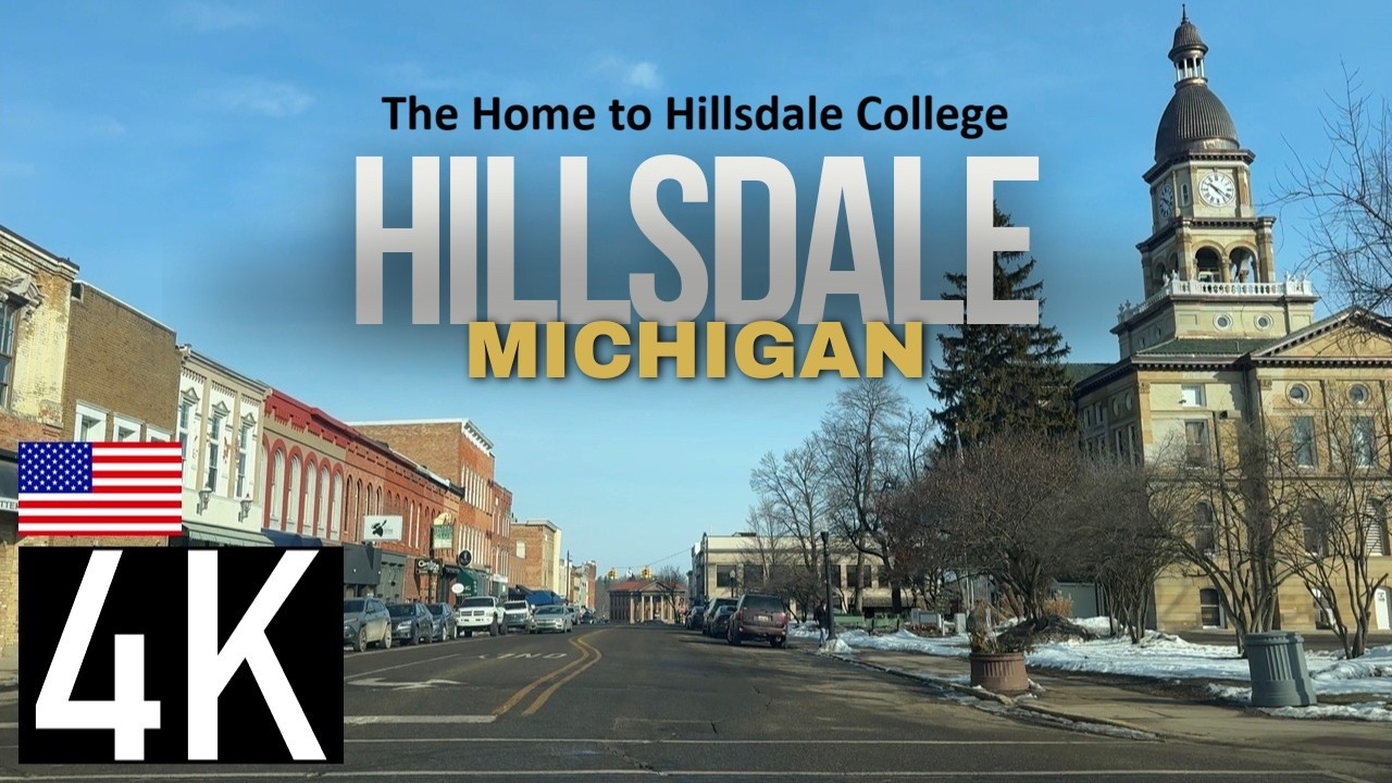 [4K] – Road Tour – Hillsdale, Michigan, USA – Downtown Hillsdale - Hillsale College Area