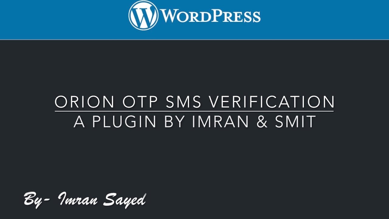 Orion OTP SMS Verification WordPress plugin Demo