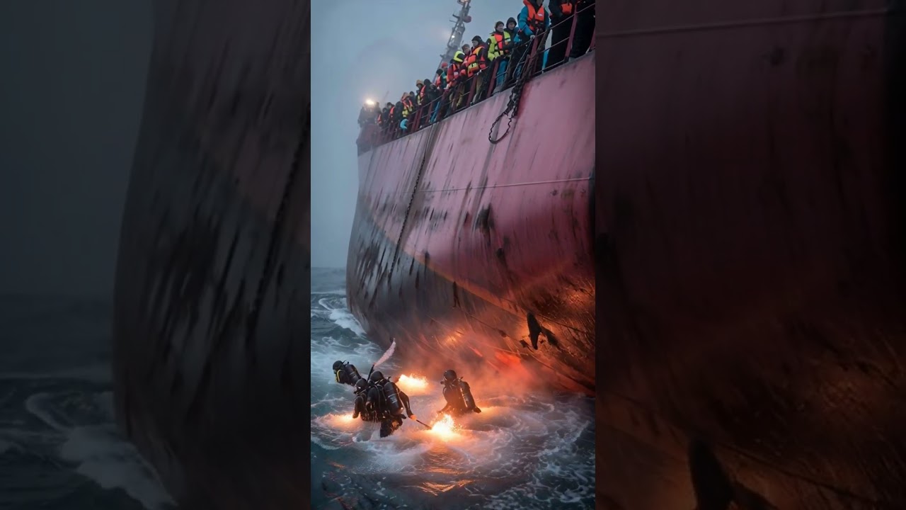 Intense maritime rescue operation at sea. #rescue