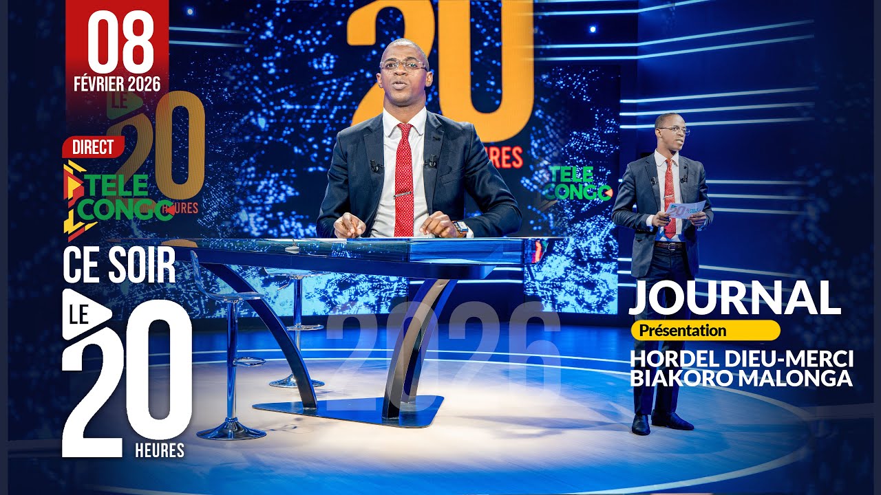 🔴 Direct JOURNAL DE 20H DU 08 FÉVRIER 2026 AVEC HORDEL BIAKORO MALONGA  #brazzaville #congo #news