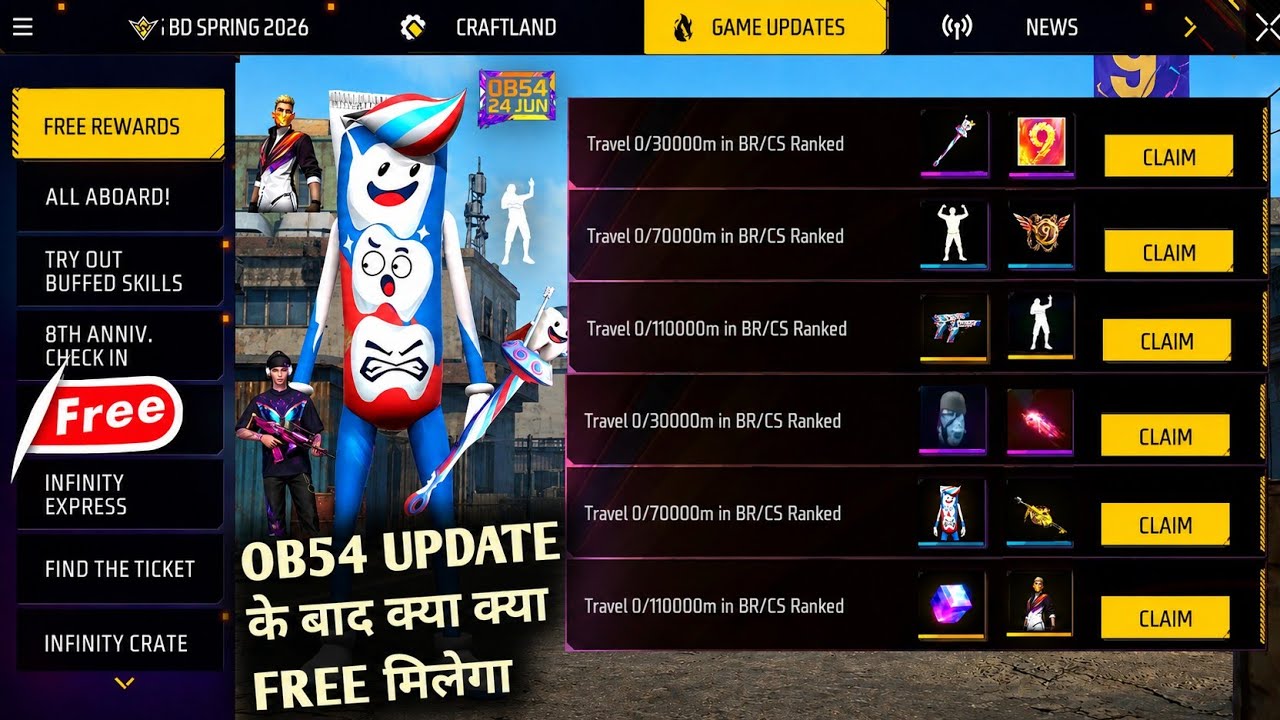 OB54 Update Ke Baad Kya Kya Free Milega 🤯 9th Anniversary Free Rewards | Next Magic Cube Update