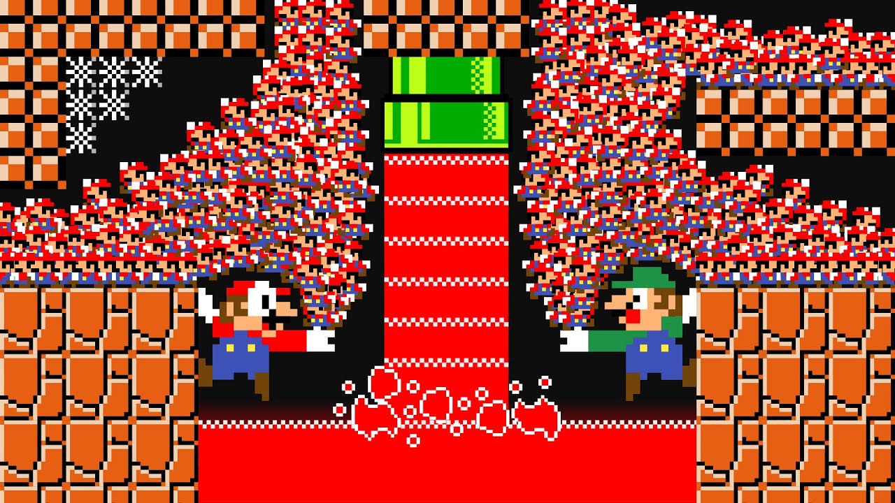 Mario and Luigi But with 9999 Tiny Mario March Madness  - Spooky #55