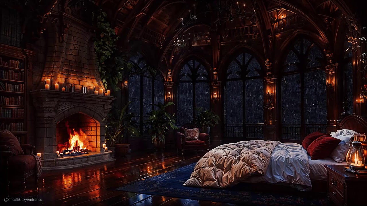 Castle Rainy Night - Rain & Thunderstrom Sounds To Sleep