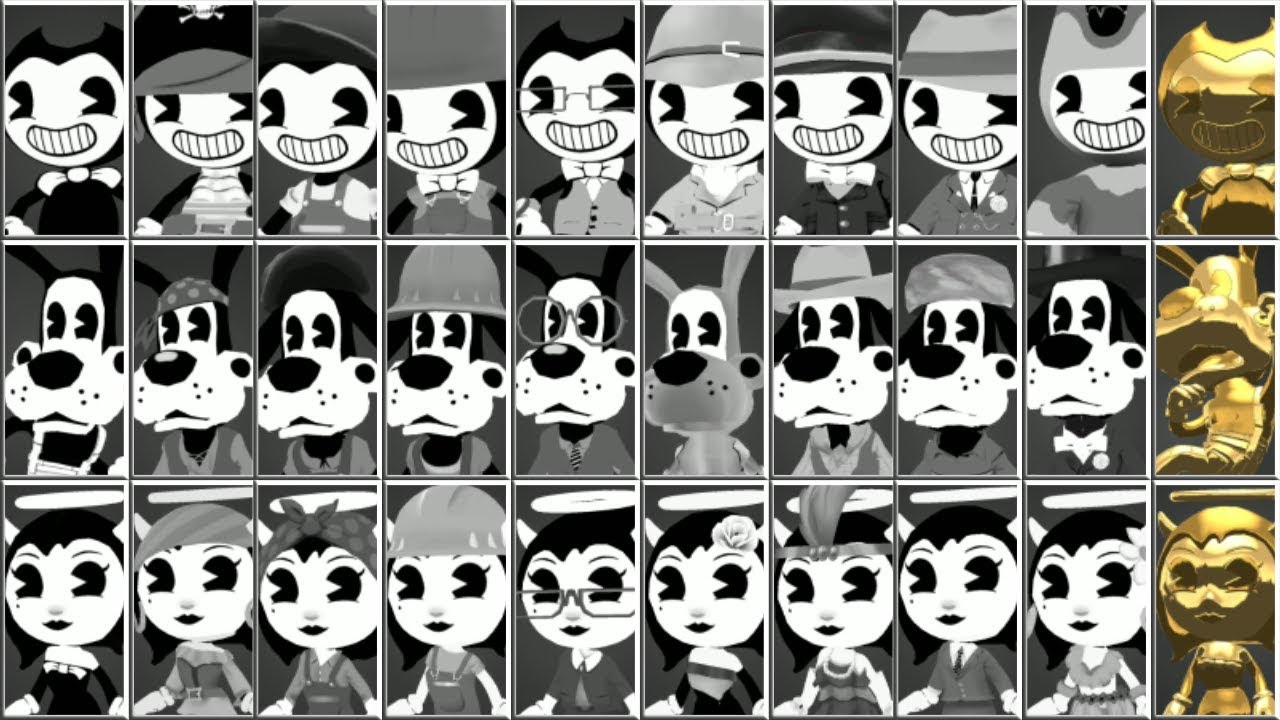 BENDY IN NIGHTMARE RUN ALL COSTUMES