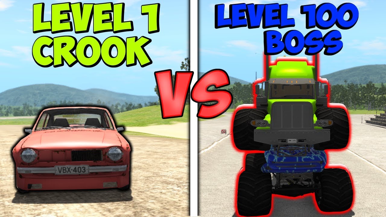 LEVEL 1 CROOK vs LEVEL 100 BOSS #2 - BeamNG Drive (crashes & stunts)