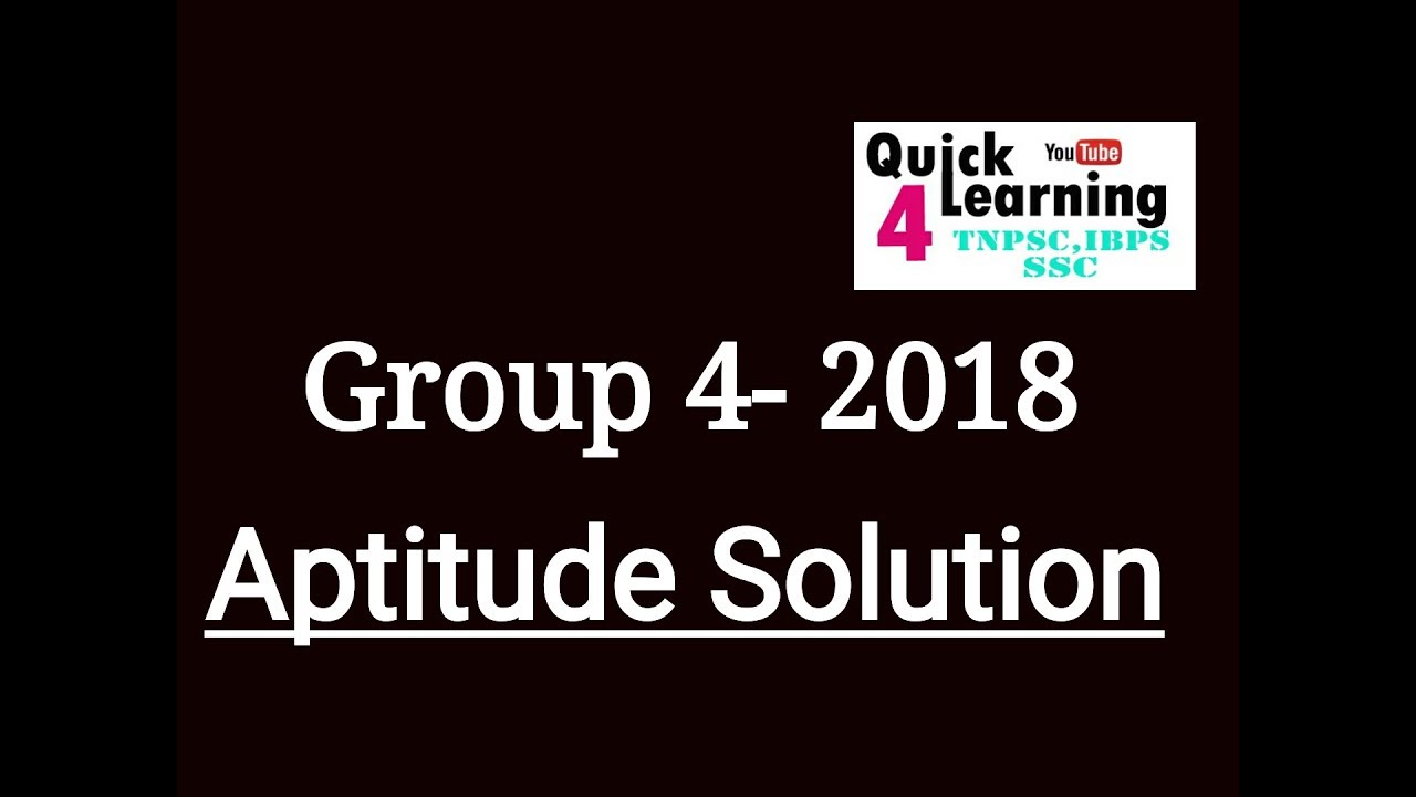 GROUP 4 - 2018 - Answer Key- Aptitude Solution in English/தமிழ்