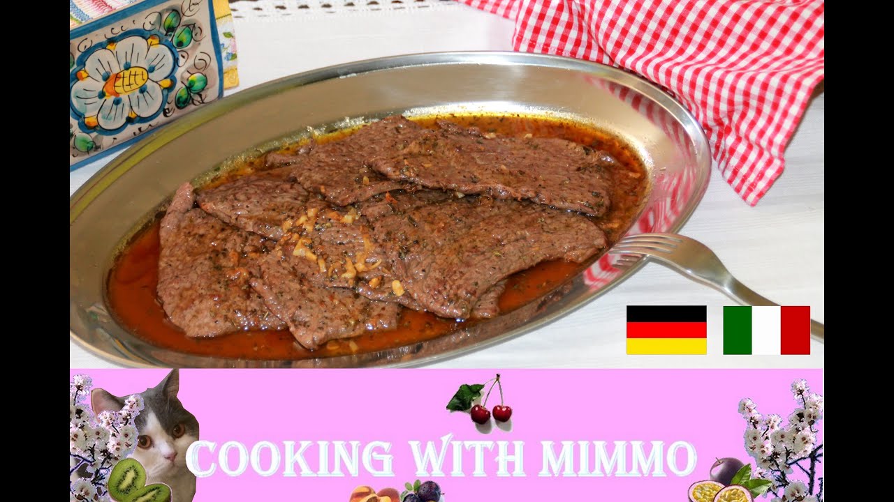 Sizilianische Rinder Schnitzel , Fettine di Manzo alla siciliana (Sizilien / Sicilia)