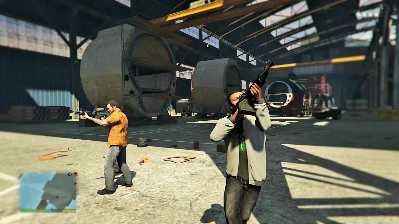 GTA 5 - Franklin, Michael and Trevor Five Star Escape From MERRYWEATHER HQ # 33