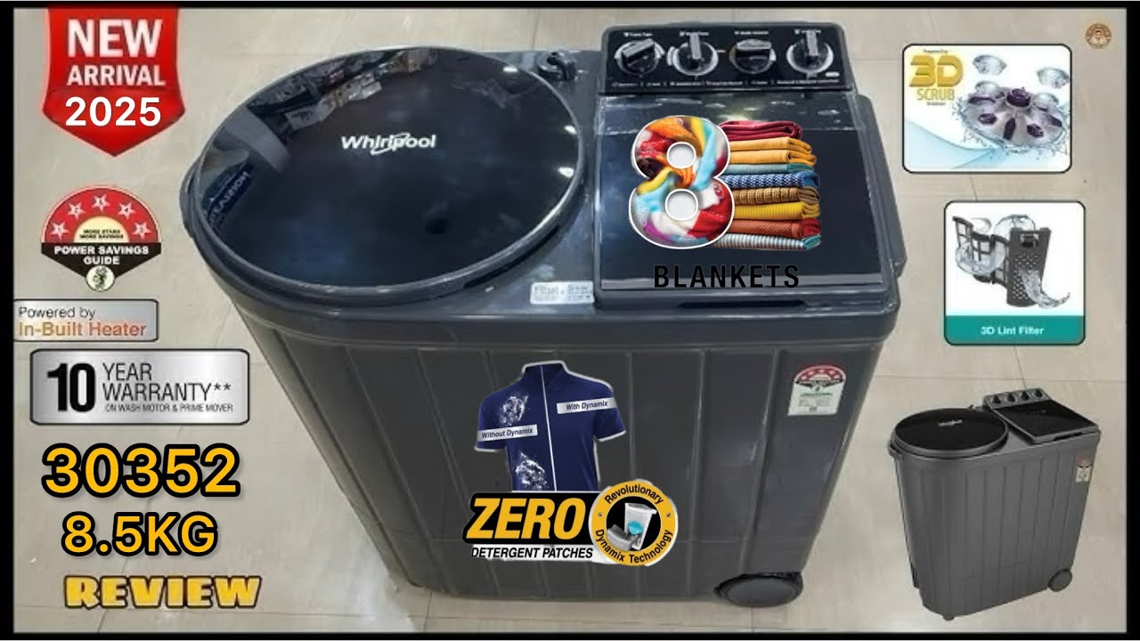 Whirlpool 8.5Kg Semi Automatic Washing Machine Review 2025 | Whirpool Ace Turbo Dry Extra 30352 Demo