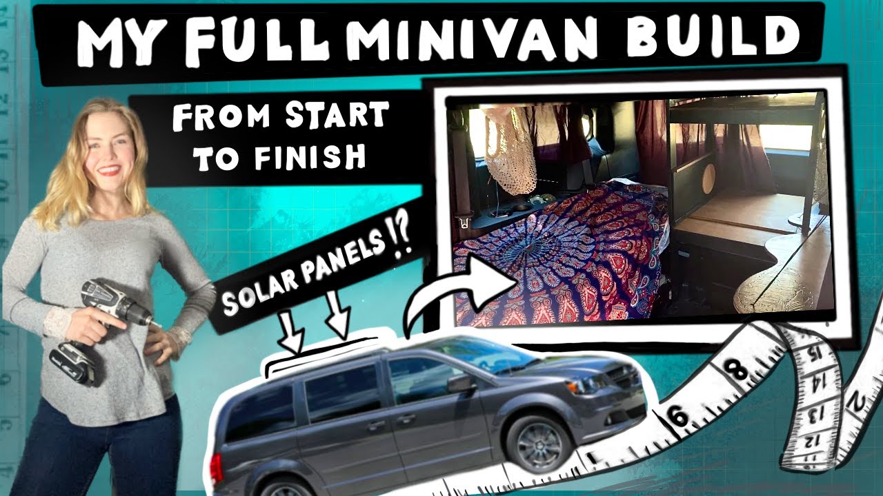 I Converted my Dodge Caravan into a Camper- Solar Panels and All! | FULL Build - Start to Finish |