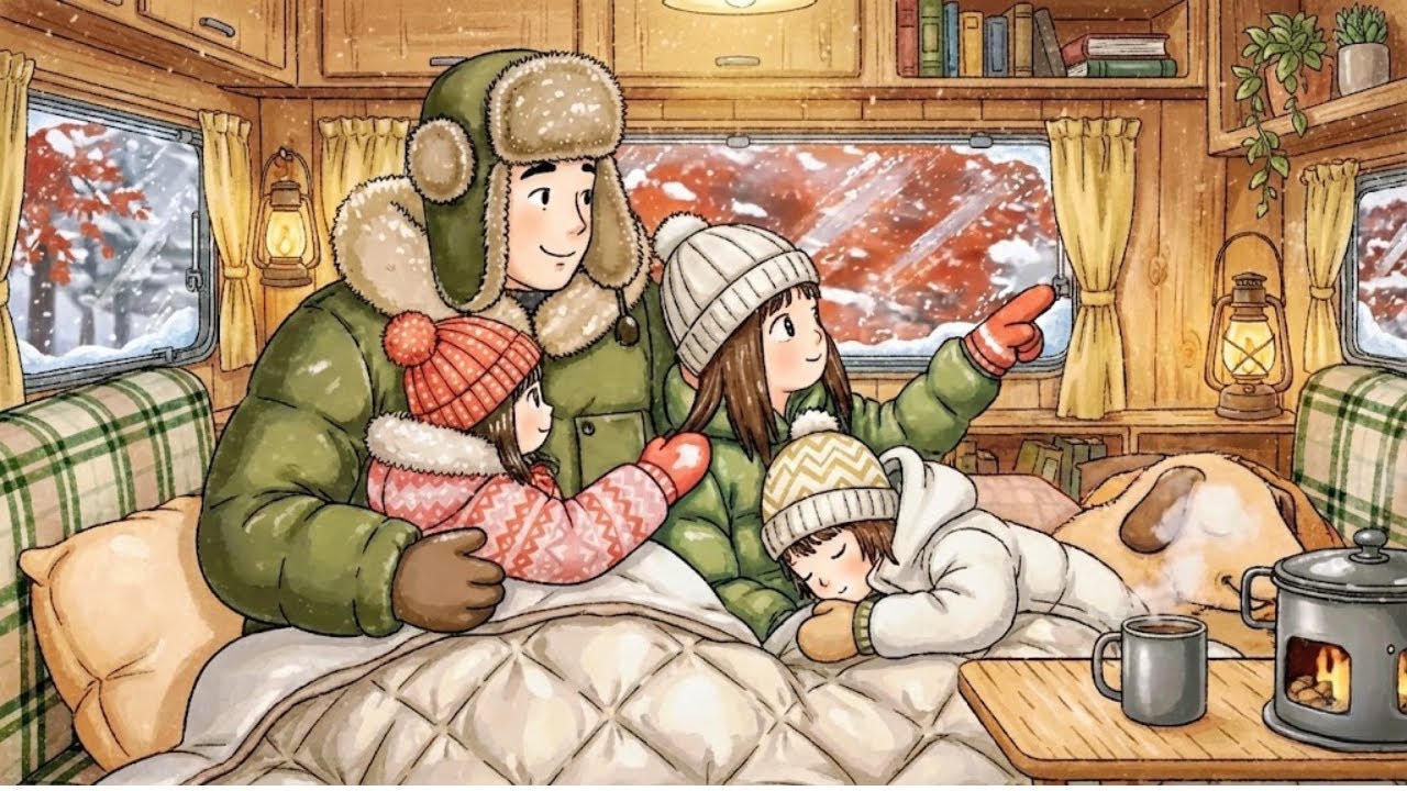 Safe Warm Tent in Winter Storm Camping  Ghibli Silent Days 冬の嵐とテント