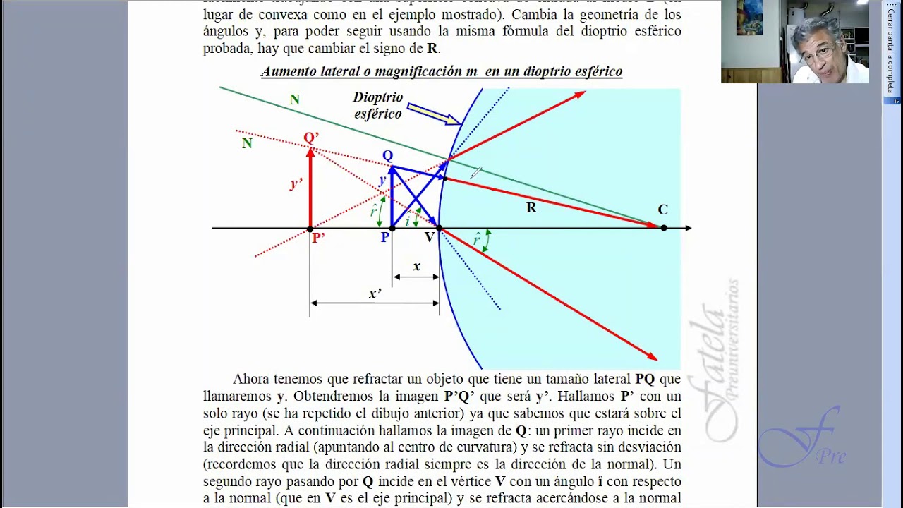 Aumento lateral en la refracci&oacute;n en un dioptrio esf&eacute;rico, demostraci&oacute;n de la f&oacute;rmula