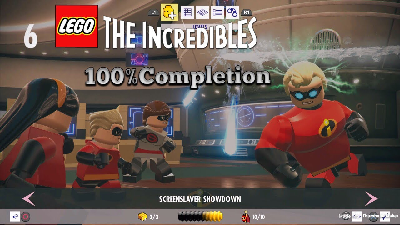 Lego increadibles - 100% completion  6: ScreenSlaver ShowDown Meta Man,Evelyn,Winston - Unlocked