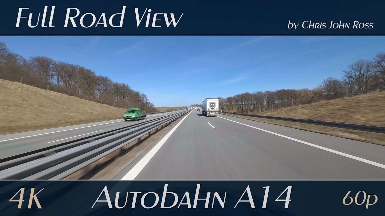 Autobahn (A14), Germany: Schwerin Ost - RP Pröbbower See - 4K (UHD/2160p/60p)