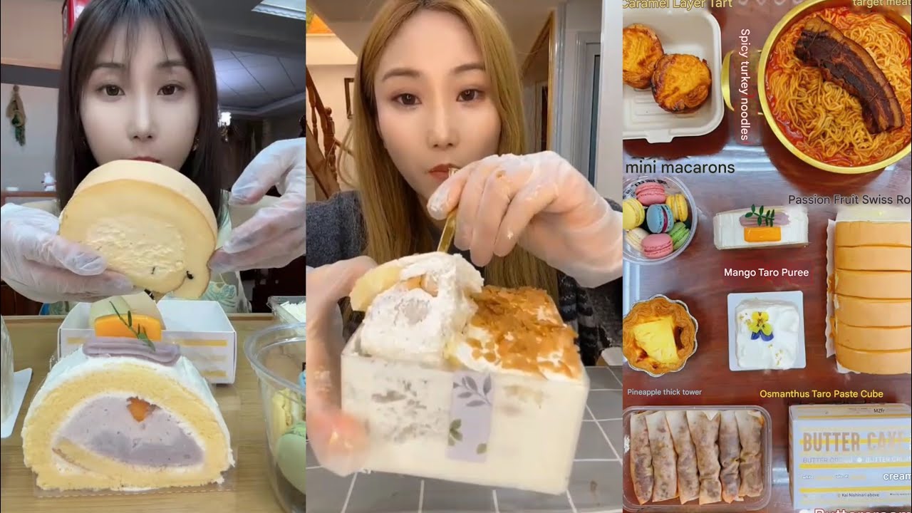 ASMR Delicious Dessert Mukbang | Roll Cake,Tart,Butter Cake,Mini Cake|Satisfying Eating Sounds #asmr
