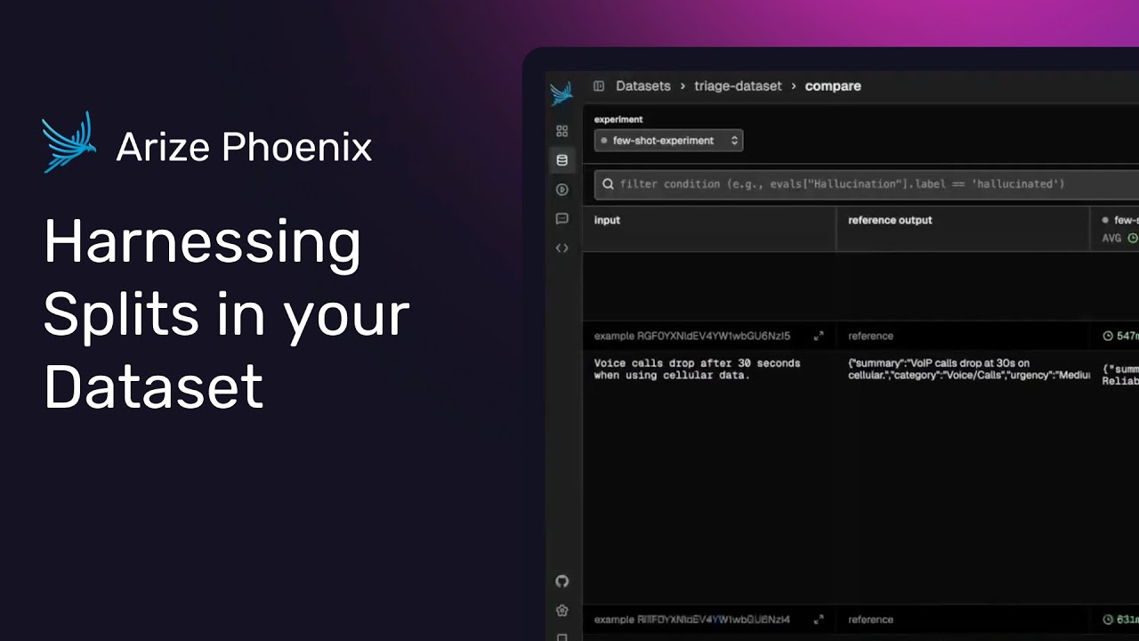Использование разделений в наборе данных с помощью Arize Phoenix