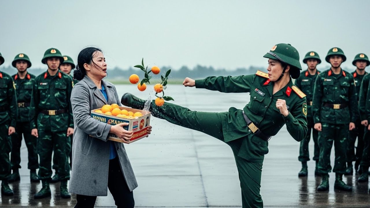 NỮ BINH SĨ ĐÁ THÙNG TRÁI CÂY CỦA 1 NGƯỜI PHỤ NỮ ĐẾN THĂM ĐƠN VỊ MÀ KHÔNG HỀ BIẾT BÀ LÀ TRUNG TƯỚNG