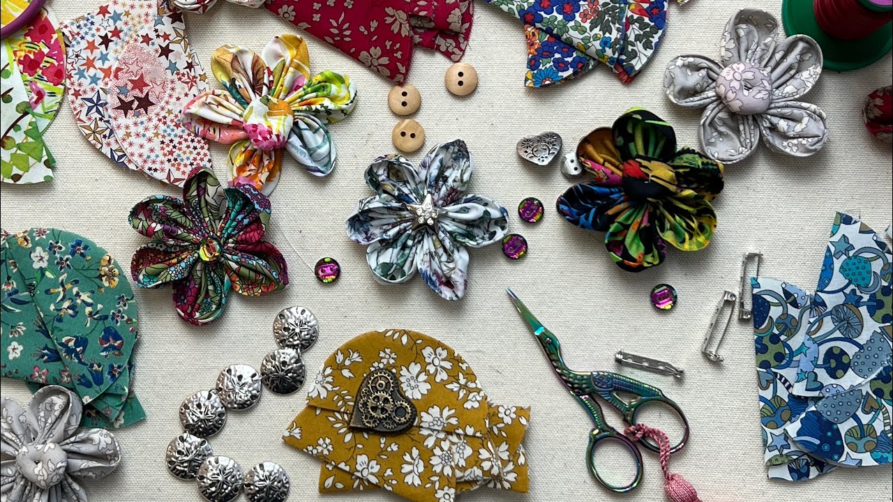 Fabric Flowers for Jewelry, Brooches and Textile Art Projects