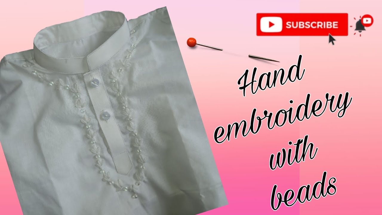 Boys neckline hand embroidery with beads easy steps #diy#sewing#embroidery#fashiondesign#clothing