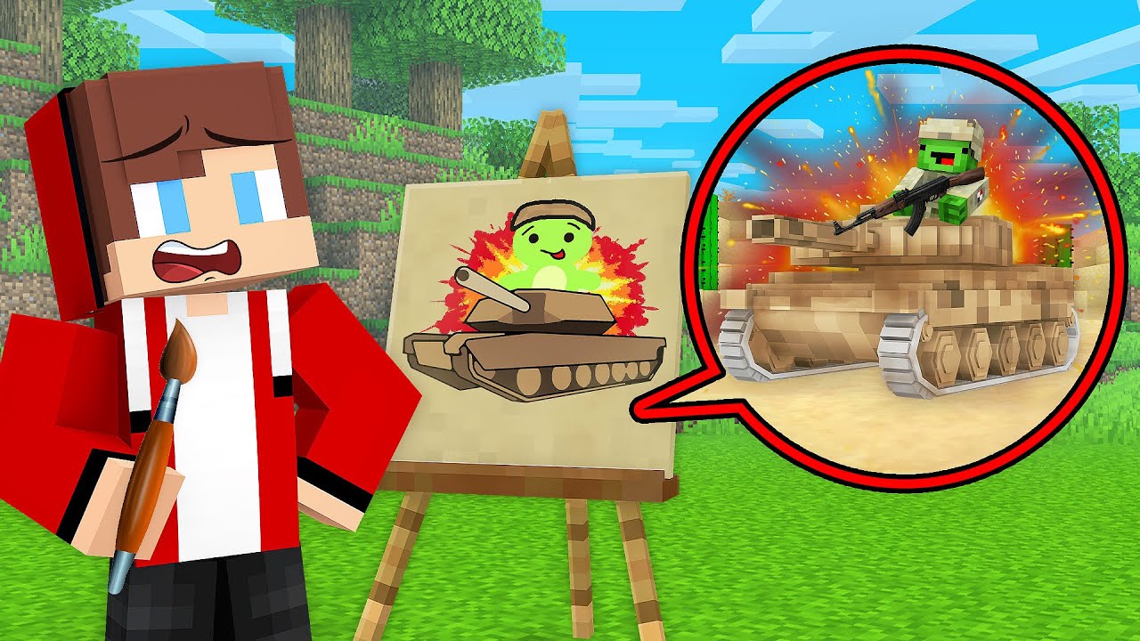 JJ use DRAWING MOD to Prank Mikey With Military in Minecraft (Maizen)