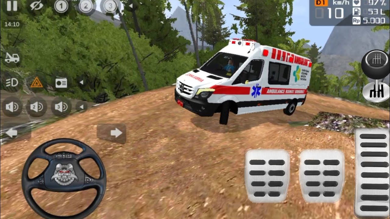 BUS SIMULATOR INDONESIA  🏔️ OFF ROAD ROAD DRIVE AMBULANCE!!