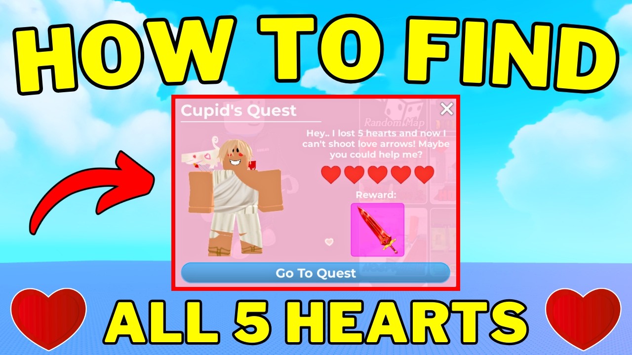 How To Find All 5 Hearts To Complete Cupid's Quest in MM2 Aim Trainer 2 | Roblox