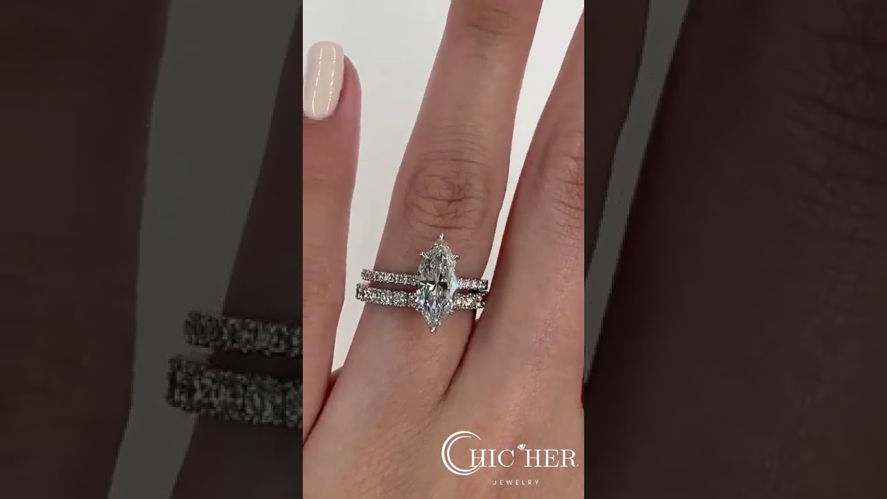 3ct Marquise Cut White Sapphire Wedding Ring Set