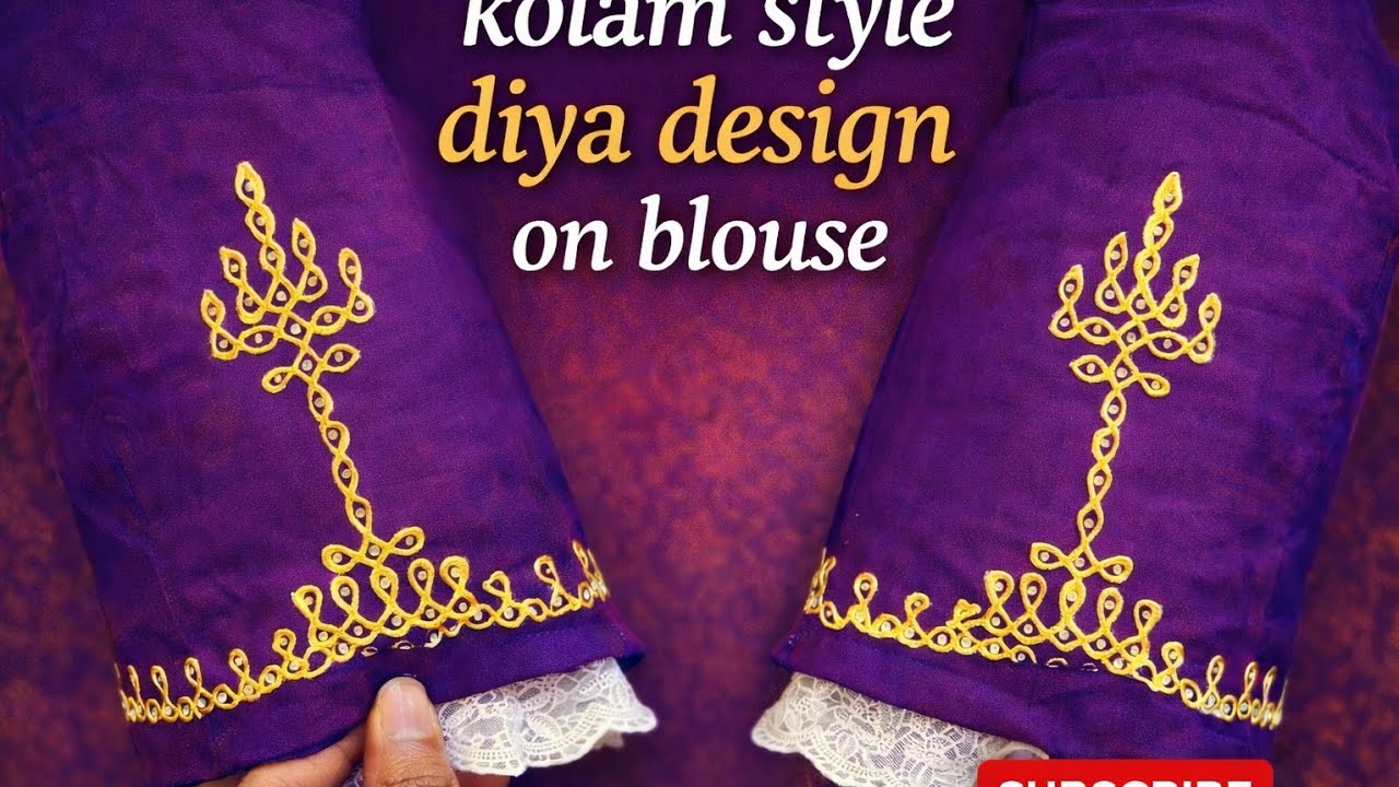 Easy way to learn kolam style diya design on blouse #fyp #viral #kolam #subscribe #like #explore 